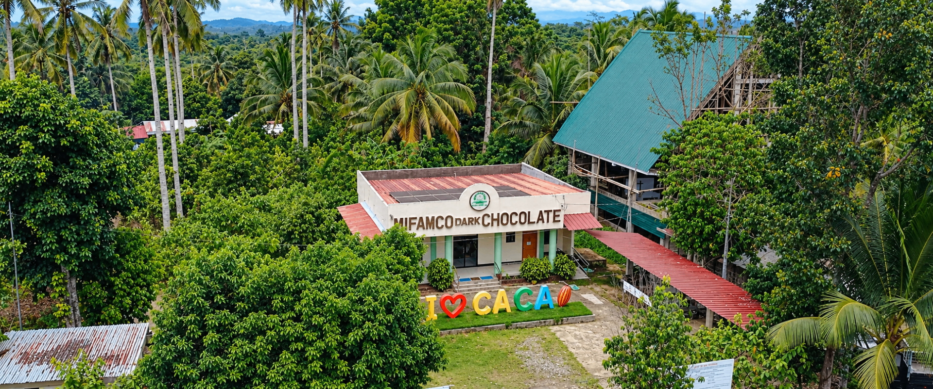 Aerial view of the MIFAMCO cacao processing site
